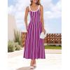 imageZESICA Womens 2025 Summer Sleeveless Striped Midi Dresses Casual A Line Swing Knit Long Dress Beach Vacation ClothesPlum
