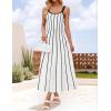 imageZESICA Womens 2025 Summer Sleeveless Striped Midi Dresses Casual A Line Swing Knit Long Dress Beach Vacation ClothesWhite