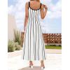 imageZESICA Womens 2025 Summer Sleeveless Striped Midi Dresses Casual A Line Swing Knit Long Dress Beach Vacation ClothesWhite