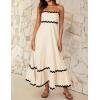 imageZESICA Womens 2025 Summer Spaghetti Straps Sleeveless Backless Sundress Flowy Smocked Lace Swing A Line Midi DressApricot