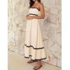 imageZESICA Womens 2025 Summer Spaghetti Straps Sleeveless Backless Sundress Flowy Smocked Lace Swing A Line Midi DressApricot
