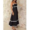 imageZESICA Womens 2025 Summer Spaghetti Straps Sleeveless Backless Sundress Flowy Smocked Lace Swing A Line Midi DressBlack