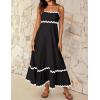 imageZESICA Womens 2025 Summer Spaghetti Straps Sleeveless Backless Sundress Flowy Smocked Lace Swing A Line Midi DressBlack