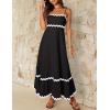 imageZESICA Womens 2025 Summer Spaghetti Straps Sleeveless Backless Sundress Flowy Smocked Lace Swing A Line Midi DressBlack