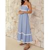 imageZESICA Womens 2025 Summer Spaghetti Straps Sleeveless Backless Sundress Flowy Smocked Lace Swing A Line Midi DressBlue