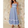 imageZESICA Womens 2025 Summer Spaghetti Straps Sleeveless Backless Sundress Flowy Smocked Lace Swing A Line Midi DressBlue
