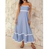 imageZESICA Womens 2025 Summer Spaghetti Straps Sleeveless Backless Sundress Flowy Smocked Lace Swing A Line Midi DressBlue
