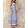 imageZESICA Womens 2025 Summer Spaghetti Straps Sleeveless Backless Sundress Flowy Smocked Lace Swing A Line Midi DressBlue