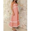 imageZESICA Womens 2025 Summer Spaghetti Straps Sleeveless Backless Sundress Flowy Smocked Lace Swing A Line Midi DressCoral Pink