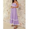 imageZESICA Womens 2025 Summer Spaghetti Straps Sleeveless Backless Sundress Flowy Smocked Lace Swing A Line Midi DressLight Purple