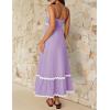 imageZESICA Womens 2025 Summer Spaghetti Straps Sleeveless Backless Sundress Flowy Smocked Lace Swing A Line Midi DressLight Purple