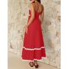 imageZESICA Womens 2025 Summer Spaghetti Straps Sleeveless Backless Sundress Flowy Smocked Lace Swing A Line Midi DressRed