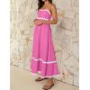 imageZESICA Womens 2025 Summer Spaghetti Straps Sleeveless Backless Sundress Flowy Smocked Lace Swing A Line Midi DressRose Pink