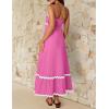 imageZESICA Womens 2025 Summer Spaghetti Straps Sleeveless Backless Sundress Flowy Smocked Lace Swing A Line Midi DressRose Pink