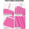 imageZESICA Womens 2025 Summer Spaghetti Straps Sleeveless Backless Sundress Flowy Smocked Lace Swing A Line Midi DressRose Pink