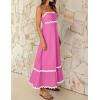 imageZESICA Womens 2025 Summer Spaghetti Straps Sleeveless Backless Sundress Flowy Smocked Lace Swing A Line Midi DressRose Pink