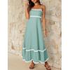 imageZESICA Womens 2025 Summer Spaghetti Straps Sleeveless Backless Sundress Flowy Smocked Lace Swing A Line Midi DressSage