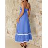 imageZESICA Womens 2025 Summer Spaghetti Straps Sleeveless Backless Sundress Flowy Smocked Lace Swing A Line Midi DressSapphire Blue