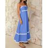 imageZESICA Womens 2025 Summer Spaghetti Straps Sleeveless Backless Sundress Flowy Smocked Lace Swing A Line Midi DressSapphire Blue