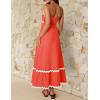 imageZESICA Womens 2025 Summer Spaghetti Straps Sleeveless Backless Sundress Flowy Smocked Lace Swing A Line Midi DressWatermelon Red