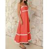 imageZESICA Womens 2025 Summer Spaghetti Straps Sleeveless Backless Sundress Flowy Smocked Lace Swing A Line Midi DressWatermelon Red