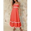 imageZESICA Womens 2025 Summer Spaghetti Straps Sleeveless Backless Sundress Flowy Smocked Lace Swing A Line Midi DressWatermelon Red