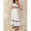 imageZESICA Womens 2025 Summer Spaghetti Straps Sleeveless Backless Sundress Flowy Smocked Lace Swing A Line Midi DressWhite