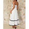 imageZESICA Womens 2025 Summer Spaghetti Straps Sleeveless Backless Sundress Flowy Smocked Lace Swing A Line Midi DressWhite