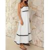 imageZESICA Womens 2025 Summer Spaghetti Straps Sleeveless Backless Sundress Flowy Smocked Lace Swing A Line Midi DressWhite