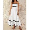 imageZESICA Womens 2025 Summer Spaghetti Straps Sleeveless Backless Sundress Flowy Smocked Lace Swing A Line Midi DressWhite
