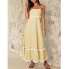 imageZESICA Womens 2025 Summer Spaghetti Straps Sleeveless Backless Sundress Flowy Smocked Lace Swing A Line Midi DressYellow