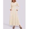 imageZESICA Womens Elegant Maxi Dresses 2025 Spring Long Sleeve Button Casual A Line Boho Flowy Dress with PocketsApricot