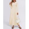 imageZESICA Womens Elegant Maxi Dresses 2025 Spring Long Sleeve Button Casual A Line Boho Flowy Dress with PocketsApricot