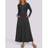 imageZESICA Womens Elegant Maxi Dresses 2025 Spring Long Sleeve Button Casual A Line Boho Flowy Dress with PocketsBlack