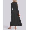 imageZESICA Womens Elegant Maxi Dresses 2025 Spring Long Sleeve Button Casual A Line Boho Flowy Dress with PocketsBlack