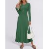 imageZESICA Womens Elegant Maxi Dresses 2025 Spring Long Sleeve Button Casual A Line Boho Flowy Dress with PocketsBlackish Green