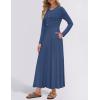 imageZESICA Womens Elegant Maxi Dresses 2025 Spring Long Sleeve Button Casual A Line Boho Flowy Dress with PocketsBlue Grey
