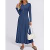 imageZESICA Womens Elegant Maxi Dresses 2025 Spring Long Sleeve Button Casual A Line Boho Flowy Dress with PocketsBlue Grey