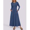 imageZESICA Womens Elegant Maxi Dresses 2025 Spring Long Sleeve Button Casual A Line Boho Flowy Dress with PocketsBlue Grey