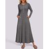 imageZESICA Womens Elegant Maxi Dresses 2025 Spring Long Sleeve Button Casual A Line Boho Flowy Dress with PocketsGrey