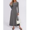 imageZESICA Womens Elegant Maxi Dresses 2025 Spring Long Sleeve Button Casual A Line Boho Flowy Dress with PocketsGrey