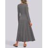 imageZESICA Womens Elegant Maxi Dresses 2025 Spring Long Sleeve Button Casual A Line Boho Flowy Dress with PocketsGrey