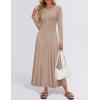 imageZESICA Womens Elegant Maxi Dresses 2025 Spring Long Sleeve Button Casual A Line Boho Flowy Dress with PocketsKhaki