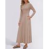 imageZESICA Womens Elegant Maxi Dresses 2025 Spring Long Sleeve Button Casual A Line Boho Flowy Dress with PocketsKhaki
