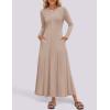 imageZESICA Womens Elegant Maxi Dresses 2025 Spring Long Sleeve Button Casual A Line Boho Flowy Dress with PocketsKhaki