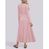 imageZESICA Womens Elegant Maxi Dresses 2025 Spring Long Sleeve Button Casual A Line Boho Flowy Dress with PocketsPink