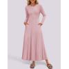 imageZESICA Womens Elegant Maxi Dresses 2025 Spring Long Sleeve Button Casual A Line Boho Flowy Dress with PocketsPink