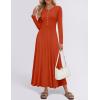 imageZESICA Womens Elegant Maxi Dresses 2025 Spring Long Sleeve Button Casual A Line Boho Flowy Dress with PocketsRust