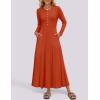 imageZESICA Womens Elegant Maxi Dresses 2025 Spring Long Sleeve Button Casual A Line Boho Flowy Dress with PocketsRust