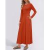 imageZESICA Womens Elegant Maxi Dresses 2025 Spring Long Sleeve Button Casual A Line Boho Flowy Dress with PocketsRust
